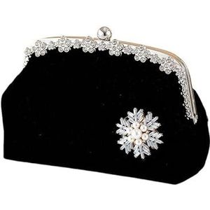 Retro stijl diamant fluwelen banket tas Cheongsam Hanfu tas clutch tas crossbody tas schoudertas jaarlijkse feesttas (Color : black)