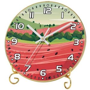 Wandklok, moderne klokken op batterijen, watermeloen print, ronde stille klok 9.4