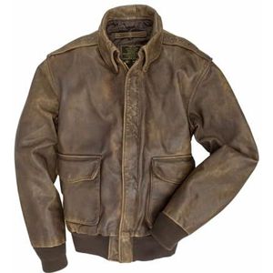 Odeon Leren pilotenjack A-2 Mustang COCKPIT USA ex AVIREX GEMAAKT IN DE VS, Bruin, 40-42