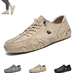 Italiaanse handgemaakte suède lage laarzen, Beck schoenen heren waterdichte antislip ademende casual sneakers wandelschoenen chukka-laarzen (Color : Khaki, Size : 44)