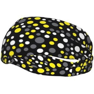 Geel wit zwart polkadot, sport zweetband voor unisex meerdere hoofdbanden zweet workout hoofdbanden rekbare haarband