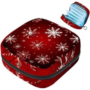 MUOOUM Kerst Sneeuwvlok Patroon Maandverband Opbergtas Draagbare Menstruatie Tas Voor Vrouwen Tiener Meisjes Menstruatie Cup Pouch Nursing Pad Houder