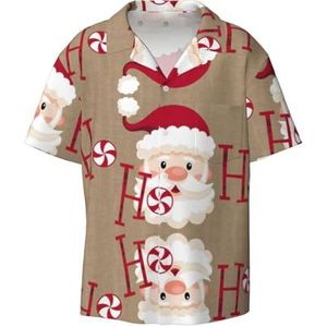 TyEdee Merry Christmas Print Overhemden met korte mouwen voor heren, met zak, casual, button-down shirts, zakelijk overhemd, Zwart, XXL