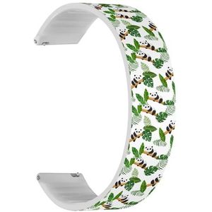 RYANUKA Solo Loop Strap Compatibel met Amazfit Bip 3, Bip 3 Pro, Bip U Pro, Bip, Bip Lite, Bip S, Bip S lite, Bip U (Simple Trendy Panda Leaves) Quick-Release 20 mm Stretchy Siliconen Band Strap