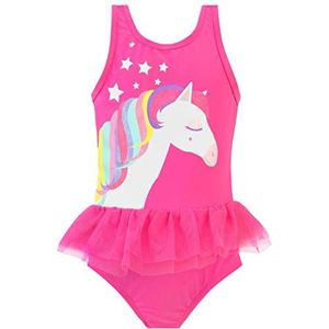 Harry Bear Regenboog pony badpak voor meisjes, roze, 104 cm
