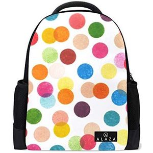 My Daily Kleurrijke Aquarel Polka Dots Rugzak 14 Inch Laptop Daypack Boekentas voor Reizen College School, Meerkleurig, One Size