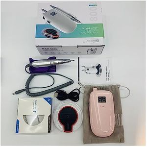 Nagelvijl elektrisch, 35000 RPM ontwerp nagelboor, elektrische schuurmachine Nail HD-display, manicuremachine for nagels, professionele nageldraaibank manicureset(Pink)
