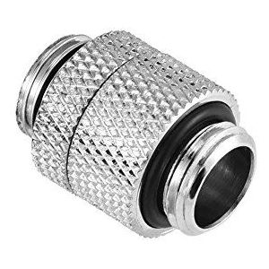 Richer-R G1/4 schroefdraad PC waterkoelingsadapter, messing International G1/4 schroefdraad 360 graden draaibuis fitting extender adapter voor computer waterkoeling zwart/zilver (zilver)