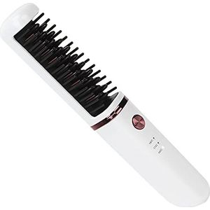 Elektrische kammen, draadloze rechte haarkam, USB oplaadbare keramische stijltang, draagbare krulborstel met 3 niveaus verstelbare temperament, anti-brandwonden stijltang borstel