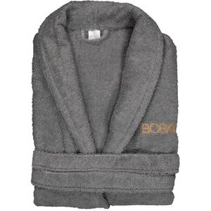 BOSKIMO - Uniseks badjas, douchebadjas voor dames of heren, 100% katoen, 420 g/m², badstof badjas, antraciet, Grijs, L