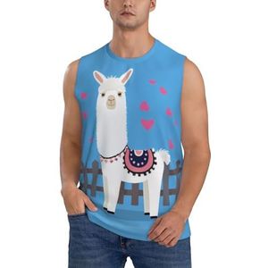 Leuke Alpaca's Heren Vesten Bodybuilding Atletische Zomer Workout Tank Top Mouwloos T-Shirt Fitness Tank Running Gym Vest Sneldrogend, 3 D, XXL