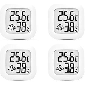 4 Pack Mini Indoor Digitale Thermometer Hygrometer Set Kamer Vochtigheid Meter Meter Lcd-scherm Temperatuur Vochtigheid Sensor(4Pcs White)