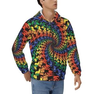 FBGHHTY Beer Dansen Tie Dye Print Mannen Hoodie Pullover Sweatshirt Met Zakken Comfort Thuis Casual Werk Reizen Wear, Zwart, S