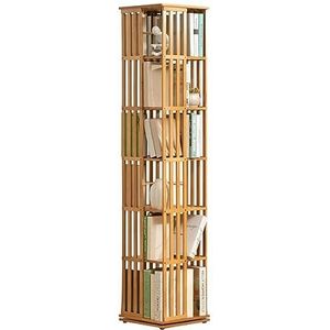 Boekenkasten Bamboe 360 ​​° draaibare boekenplank Moderne 6-laags boekenplank Duurzame open display rek Boekenkast Ruimtebesparende boekenkast Ruimtebesparend