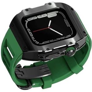 dayeer 316L roestvrijstalen kastband met vlinderclip modkit voor Apple Watch Ultra2 49 mm metalen deksel Fluorrubber band voor iwatch ultra (Color : Green, Size : For 49mm)