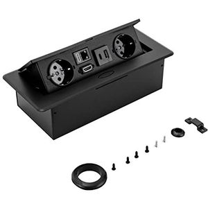 HUSPOO - Pop-up Tafelstopcontact - Inbouwstopcontact - Met 2 EU LAN HDMI en USB Type-C Oplader