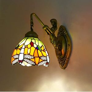 Tiffany Stijl Wandlamp, Glas In Lood Retro Decoratieve Wandlamp, Handgemaakt, Retro Basis, Slaapkamer, Restaurant, Hotel