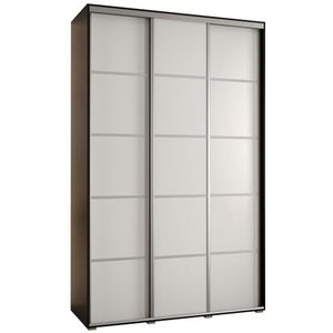 MEBLE KRYSPOL Davos 4 160 Kledingkast met drie schuifdeuren voor slaapkamer - Moderne Kledingkast met kledingroede en planken - 235,2x160x45 cm - Zwart Wit Zilver