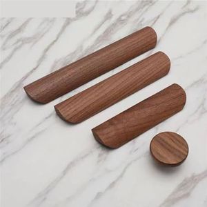 Houten handvat meubels lade trekt Scandinavische kast massief houten handgrepen milieuvriendelijke kledingkast knop met schroeven 1 stuk (kleur: walnoot 96 mm)