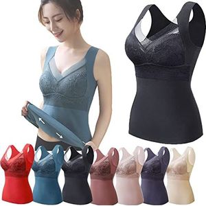 Thermisch Ondergoed - Zwart - 2-in-1 Ingebouwde Beha - Hoge Stretch - Fleece Gevoerd