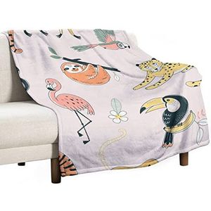 Jungle Dieren Flanel Deken Pluche Gezellige Fuzzy Deken Gooi Deken voor Bank Bed 40""x50