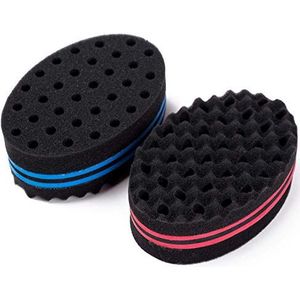 2 STKS Gevarieerde Haar Sponzen voor Mannen, Xfaiz Kleine Gaten Haar Twists Spons Kapper Borstel Curl Sponge Twist Sponzen Spons Borstel voor Afro Curl Dreadlock Spons (2 stuks)