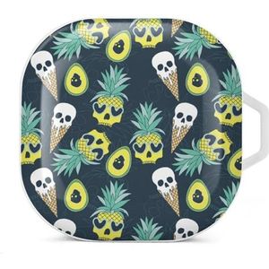 Schedel ananas avocado oordopjes hoesje compatibel met Samsung hard shell beschermhoes witte stijl