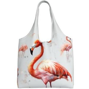 RLDOBOFE Schilderij Flamingo Print Canvas Tote Bag Voor Vrouwen Esthetische Boodschappentassen Schoudertas Herbruikbare Boodschappentassen, Zwart, One Size