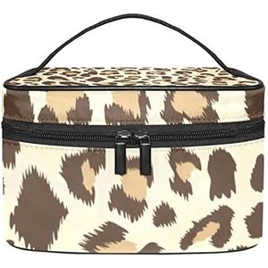 Zee vis golf blauw patroon make-up tas voor vrouwen meisjes cosmetische tassen met handvat reizen make-up organizer tas, Naadloos luipaard patroon, 8.9x5.9x5.4 Inches, Make-up zakje