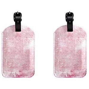 PU Lederen Bagage Tags met Roze Parijs Eiffeltoren Print Naam ID Labels voor Reistas Bagage Koffer met Achterzijde Privacy Cover 2 Pack