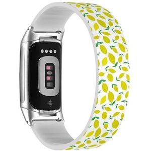 RYANUKA Solo Loop band compatibel met Fitbit Charge 5 / Fitbit Charge 6 (citroen) rekbare siliconen band band accessoire, Siliconen, Geen edelsteen