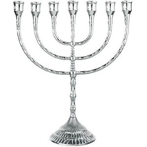 NKlaus Menorah 30cm hoog 7 kandelaar voor kaarsen tot Ø 2cm Kandelaar groot zilver Kandelaar messing vernikkeld 2884