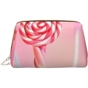 Kleurrijke Lollipop draagbare cosmetische tas, &Travel Cosmetische tas, Unisex, ritssluiting, geschikt voor dagelijks gebruik, Wit, Eén maat