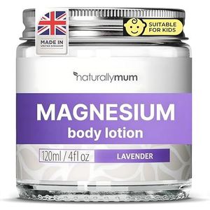 NaturallyMum - Magnesium Body Lotion [NATURAL & VEGAN] - Actuele Magnesiumchloride Cream Lotion Ondersteuning voor slaap, botten, hart en spieren gezondheid - Lavendel - Gemaakt in het Verenigd