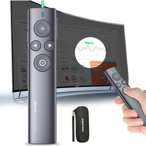 Norwii Presentatie Clicker met Digitale Wijzer voor TV-scherm, Draadloze Presenter met Markeer, Vergroot, Muis, Presentatie Afstandsbediening, Wijzer voor Presentatie met 32G Flash (Groene)