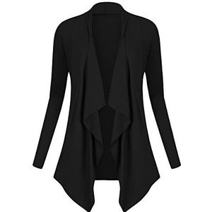 urban GoCo vest voor dames, met lange mouwen, open voorkant, onregelmatige zoom, Blanco Y Gris, S