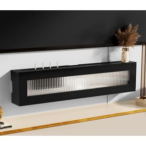 XCLOOZGL Houten Wifi-Router Opbergdoos Verbergkast Plank Decoratieve Routerverstopper Kast Voor Kabelmodem Internetuitlaat Afdekking Opbergkast Wandgemonteerd Massief Hout,Blacka,100X11X21cm