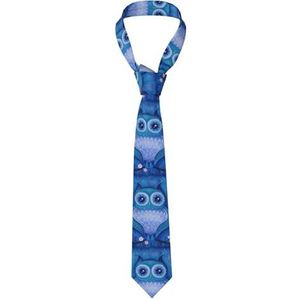 EdWal Blauwe Ananas Print Mannen Stropdassen Tie Mode Tie Grappige Stropdassen, Voor Bruiloft Feest Vergadering Outfit, Blauwe Uil, Eén maat