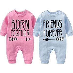 culbutomind Baby tweelingen rompertje voor jongens en meisjes, beste vrienden voor altijd plezier, baby, cadeau, geboorte, grappige babykleding, multicolor, 0-3 Maanden
