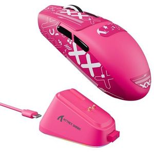 ATTACK SHARK G3PRO Gaming Mouse with Magnetic Charging Dock, PixArt PAW3311 Gaming Sensor, BT/2.4G Wireless/Wired with Grip Tape, 25000 DPI, Gamer Mice for Win11/Xbox/PS/Mac (Berry Red)