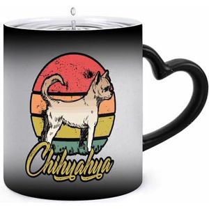 Chihuahua Zonsondergang Kleurrijke Koffie Mok 11oz Kleur Veranderende Mokken Hartvormig Handvat Warmtegevoelige Verkleuring Cups