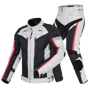 2-delige waterdichte motorpakken Reflecterende jaspak Fietsrijderpak Motorracepak Geschikt voor alle weersomstandigheden Ademend motorpak Geschikt voor mannen en vrouwen L gray