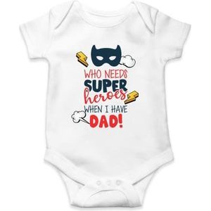 SmartyPants Superheld Dad Babygrow - Grappige Leuke Baby Pak Vest Kleding Bodysuit Onesie, Pasgeboren Maanden Douche Geschenken Cadeaus Idee Jongen Meisje Kerst Vaders Daddy Hero Zoon Dochter, Wit,