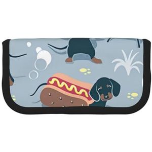 NGANOH Grijze Tribal Potlood Pen Case, Grote Capaciteit Potlood Pouch Canvas Make-uptas voor Meisjes en Jongens Duurzame Kantoorbenodigdheden Organizer, Hot Dogs en limonade, Eén maat, Tas Organizer