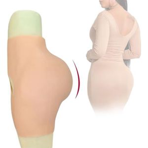 Adima Siliconen Heuplift Panty Open Kruis Nep Billenverbeteraar Pads Vormgeven Ondergoed voor Drag Show Kostuum,Wheat(1.2cm)