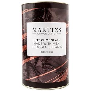 Martins Chocolatier Milk Hot Chocolate Luxe Drinking Chocolate Gemaakt van Real Belgian Chocolate Flakes