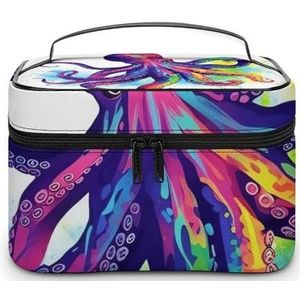 HJUQNGF Cosmetische tas draagbare handgetekende elementen toilettas grote capaciteit reizen make-up tas schoonheid make-up organizer voor full-size shampoo conditioner borstels set make-up