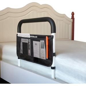 Bedrails voor ouderen volwassenen veiligheid verstelbare hoogte opslag zak assistent ondersteuning zijleuningen voor senioren burgers glijbanen onder matras riet bed guard bed handgrepen bars (wit)