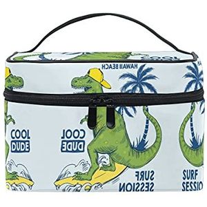 Dino Amusement Park Surf Zomer Cosmetische Tas Organizer Rits Make-up Tassen Pouch Toilettas voor Meisje Vrouwen