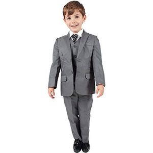 Anzug für Jungen, Grau, 5-teiliges formales Outfit, Hochzeit Party, Größe (0–3 Monate – 14 Jahre), grau